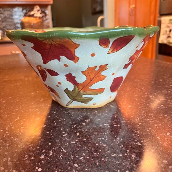 Bella Casa by Ganz Serving Bowl with 3 smaller bowls Featuring Autumn Leaves - Picture 6 of 13